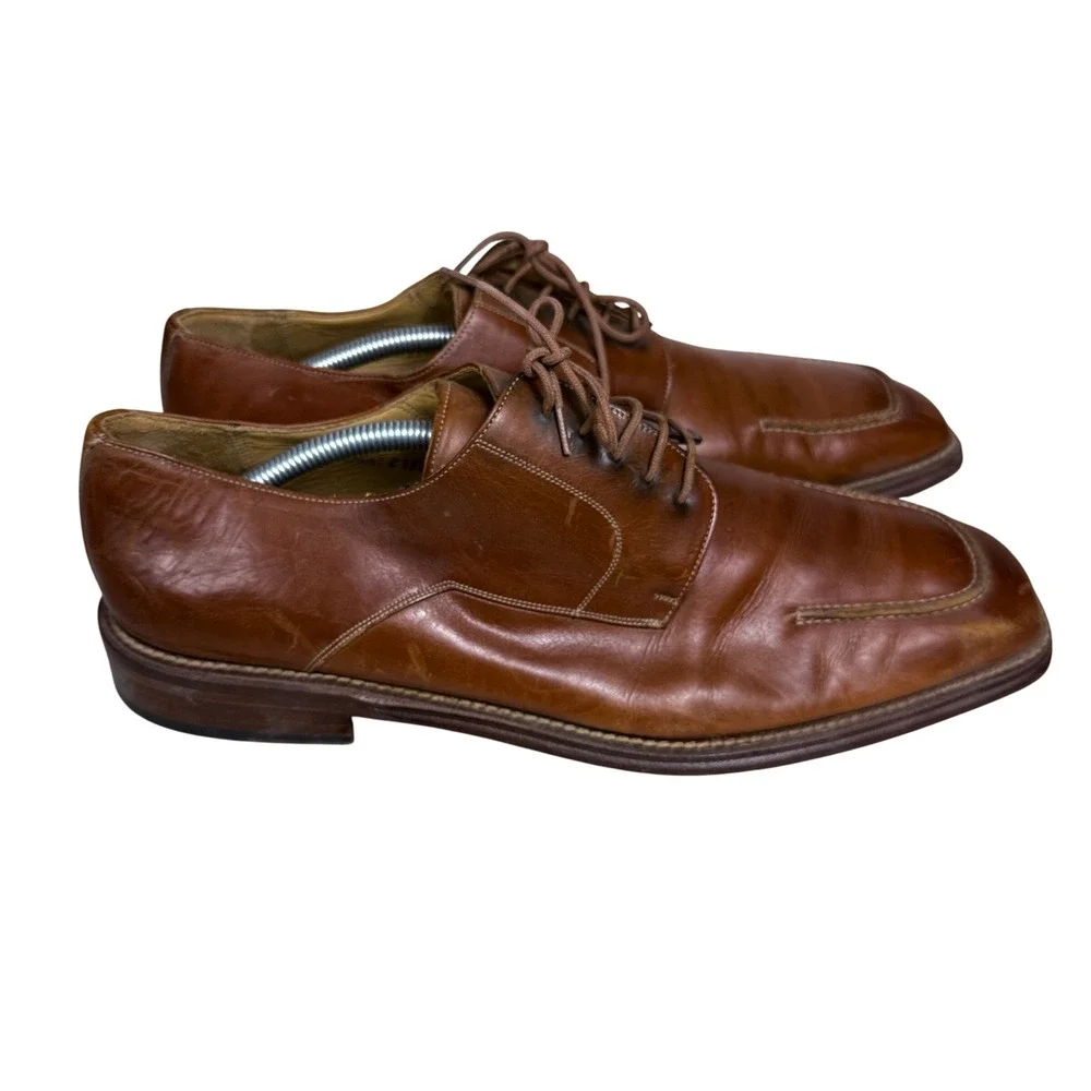 Mezlan Oxford Dress Shoes Mens 11.5 M Tan Leather Square Toe Lace Up Spain